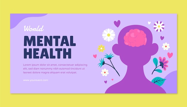 Modelo de banner horizontal para conscientização do dia mundial da saúde mental