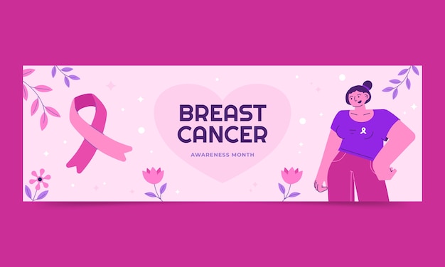 Vetor grátis modelo de banner horizontal para o mês de conscientização sobre o câncer de mama