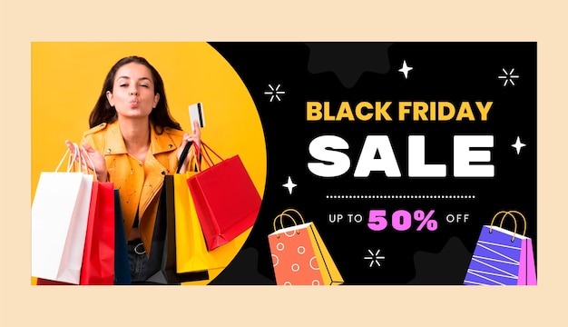 Vetor grátis modelo de banner horizontal para vendas na black friday