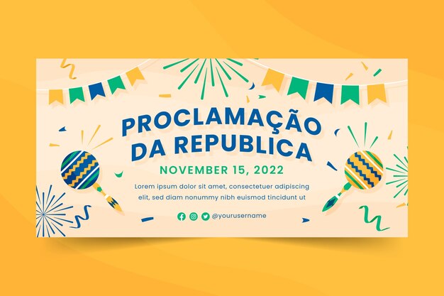 Modelo de banner horizontal plana proclamação da republica