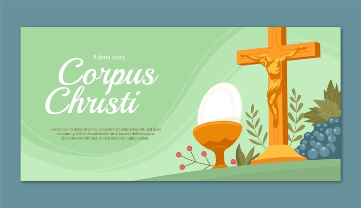 Vetor grátis modelo de banner horizontal plano de corpus christi