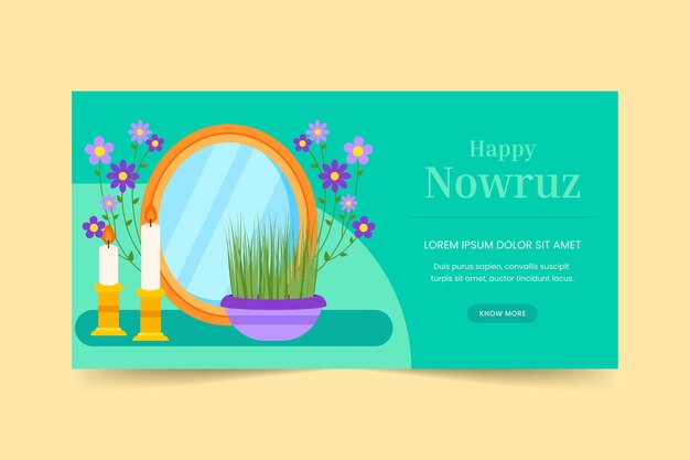 Modelo de banner horizontal plano nowruz