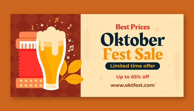 Modelo de banner horizontal plano oktoberfest