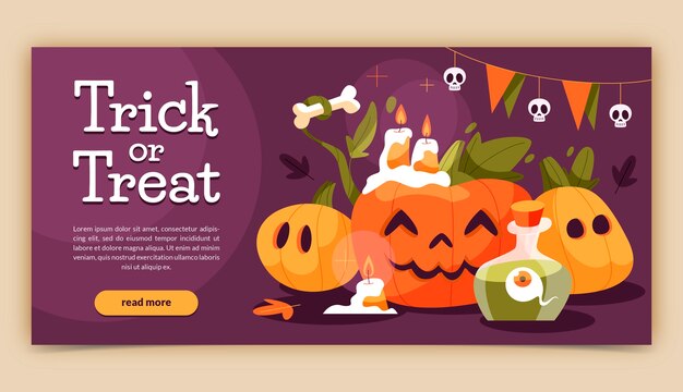 Modelo de banner horizontal plano para a temporada de halloween