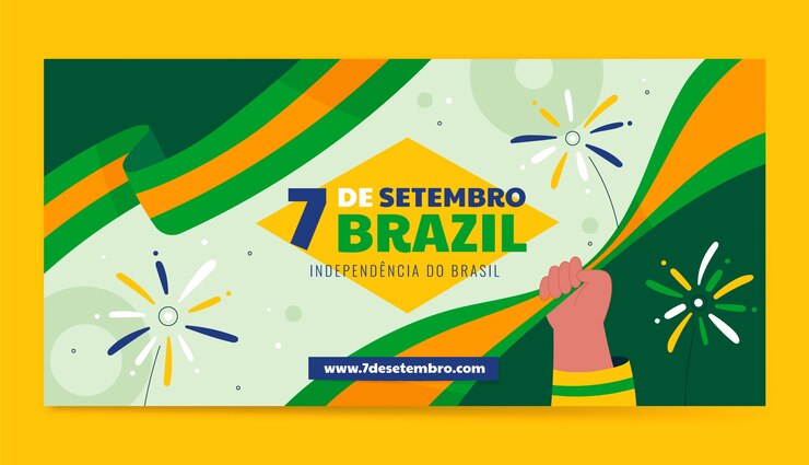 Vetor grátis modelo de banner horizontal plano para celebração de 7 de setembro