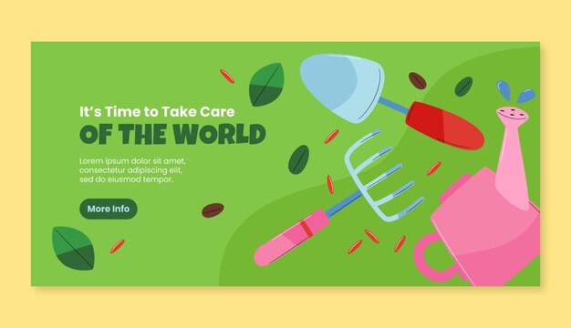Modelo de banner horizontal plano para celebração do dia mundial do meio ambiente