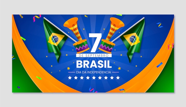 Vetor grátis modelo de banner horizontal realista de 7 de setembro