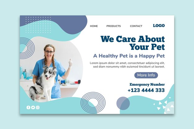 Modelo de banner horizontal veterinário
