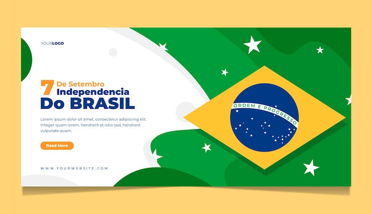 Vetor grátis modelo de banner plano para celebração de 7 de setembro