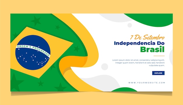 Modelo de banner plano para celebração de 7 de setembro