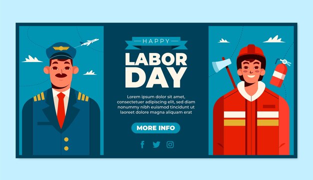 Modelo de banner plano para celebração do dia do trabalho