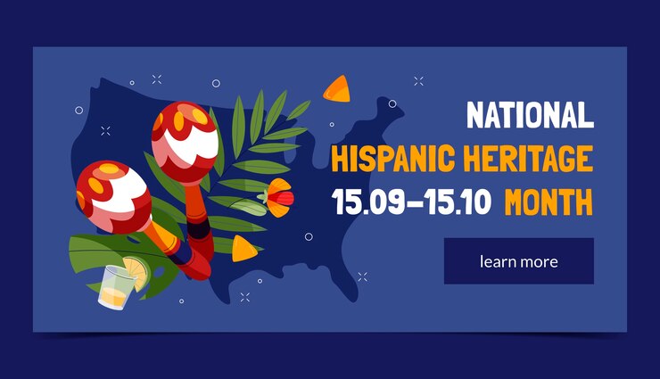 Vetor grátis modelo de banner plano para o mês do patrimônio hispânico nacional