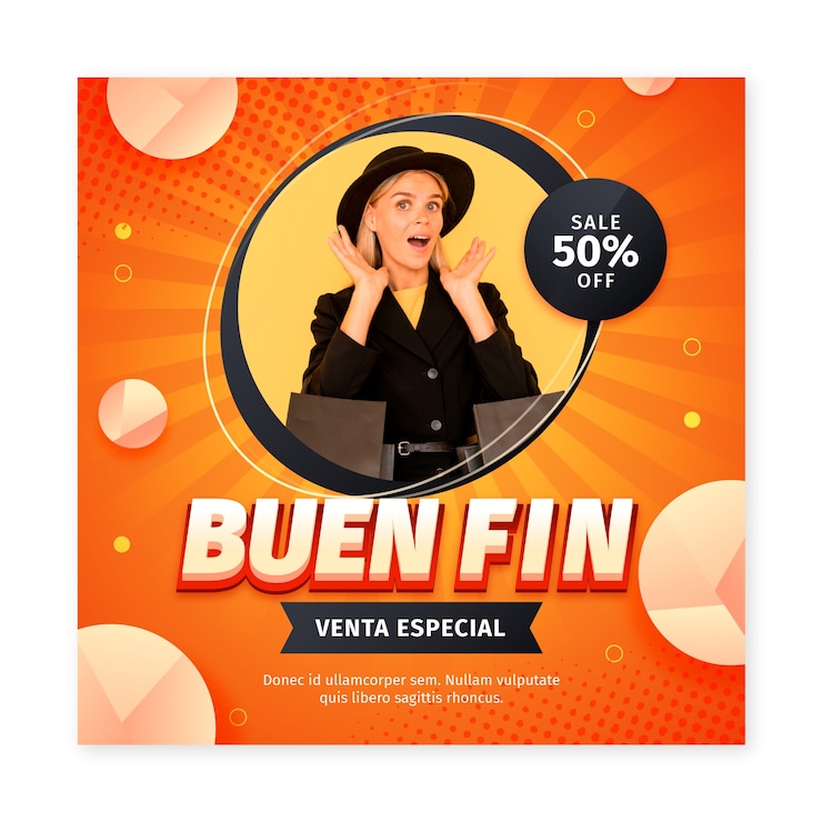 Vetor grátis modelo de banner quadrado gradiente para vendas buen fin