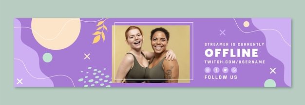 Modelo de banner twitch de celebração do dia da mulher