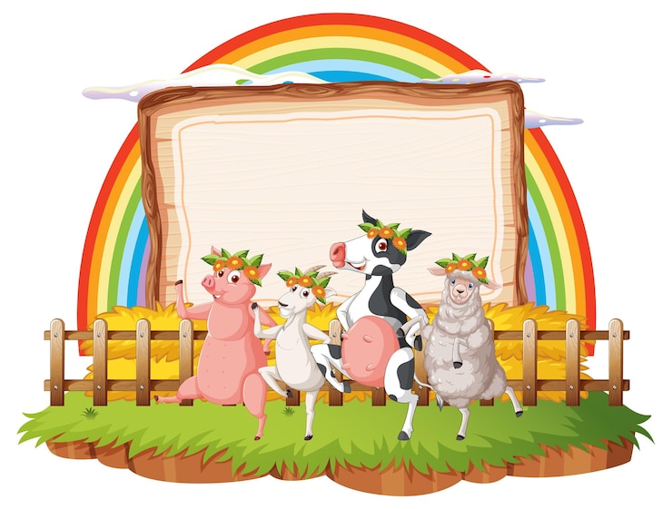 Vetor grátis modelo de banner vazio com animais de fazenda