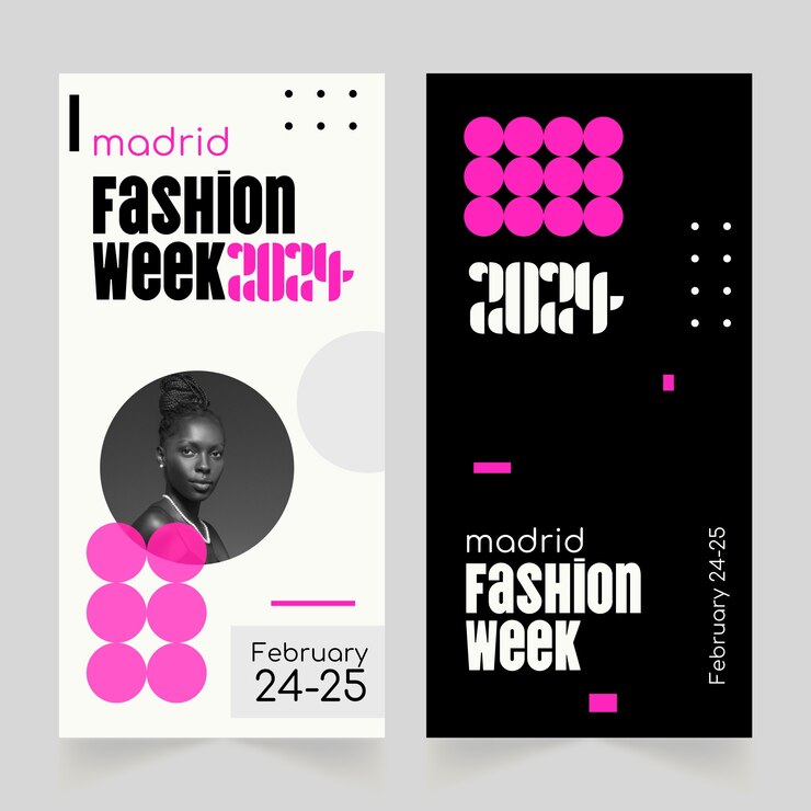 Vetor grátis modelo de banner vertical da semana da moda