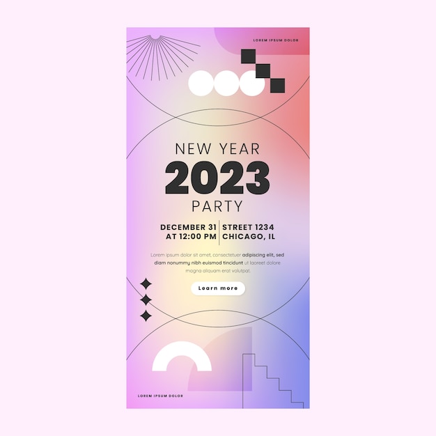 Modelo de banner vertical de celebração de ano novo 2023