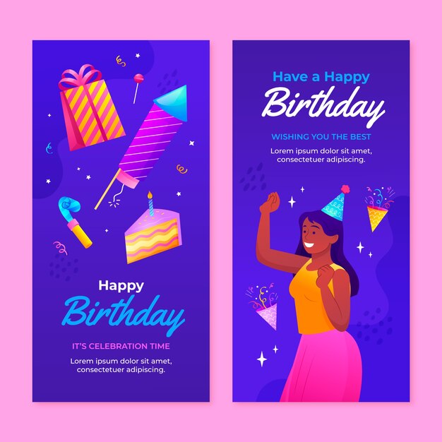Modelo de banner vertical para celebração de aniversário