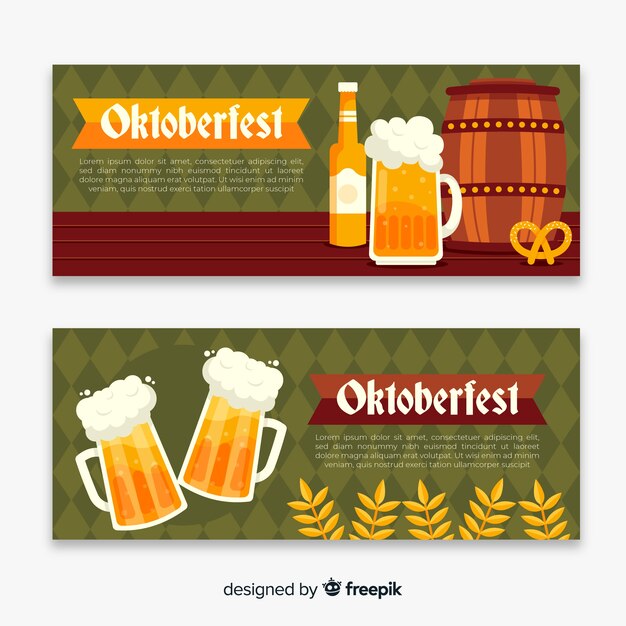 Modelo de banners da oktoberfest de design plano