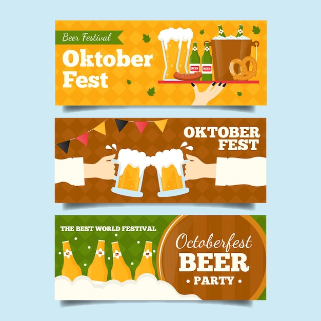 Modelo de banners da oktoberfest de design plano