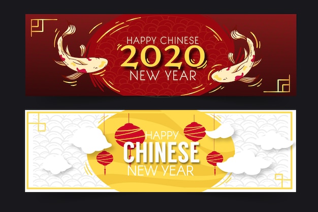 Modelo de banners de ano novo chinês de design plano