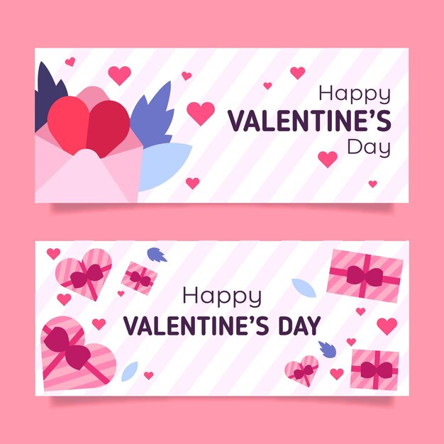 Modelo de banners de dia dos namorados design plano