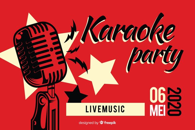 Modelo de banners de festa de karaoke plana