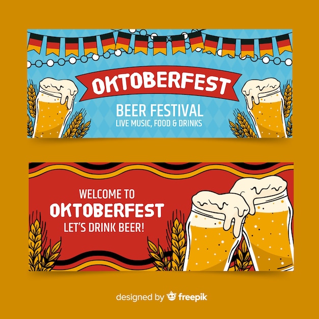 Modelo de banners de mão desenhada oktoberfest