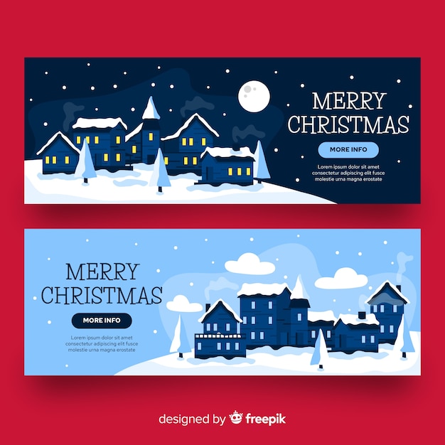 Modelo de banners de natal de design plano