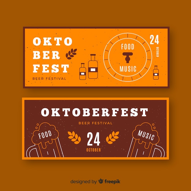 Modelo de banners de oktoberfest de design plano