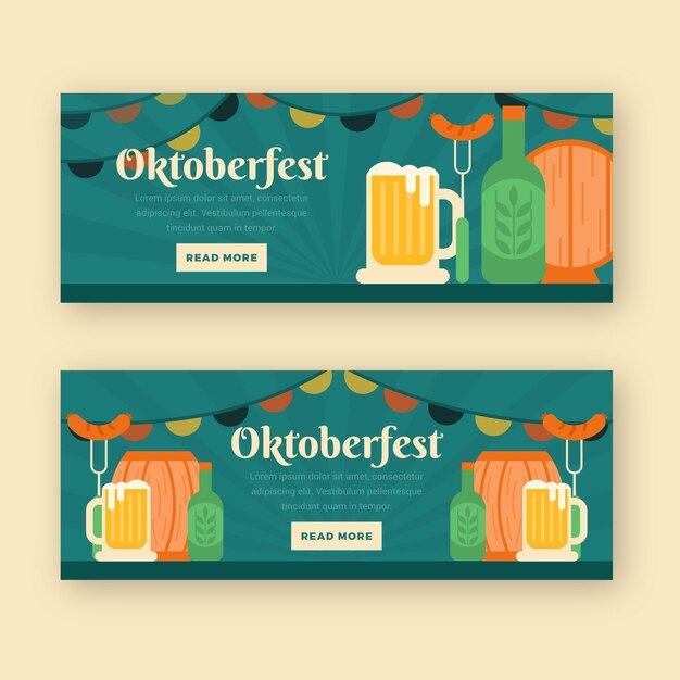Modelo de banners de oktoberfest de design plano