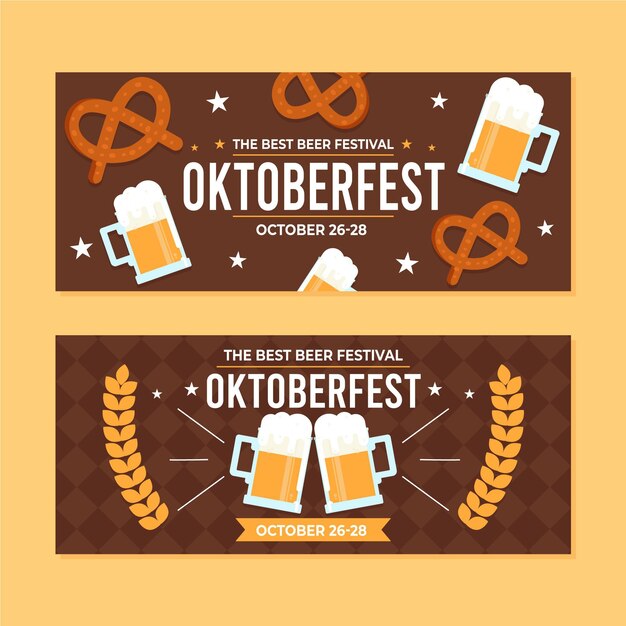 Modelo de banners de oktoberfest de design plano