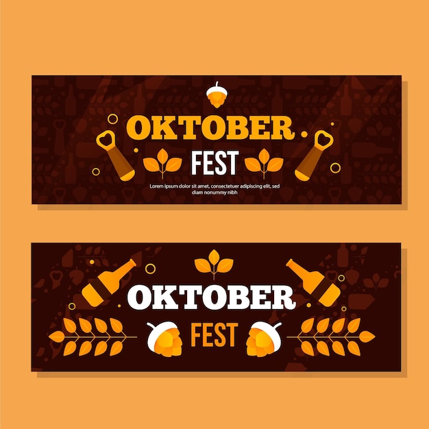 Vetor grátis modelo de banners de oktoberfest de design plano