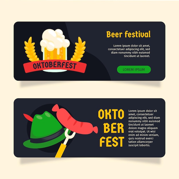 Vetor grátis modelo de banners de oktoberfest de design plano