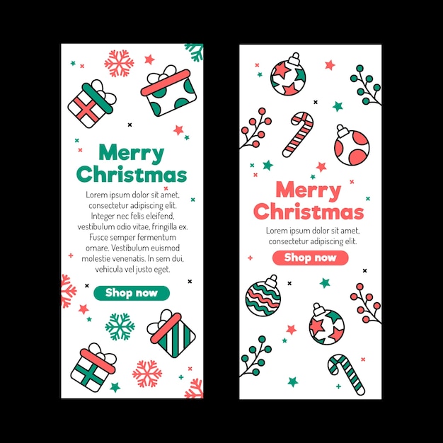 Modelo de banners de venda de natal de design plano