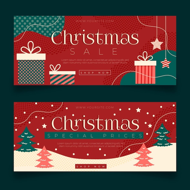 Modelo de banners de venda de natal de design plano