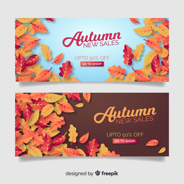 Modelo de banners de venda plana outono