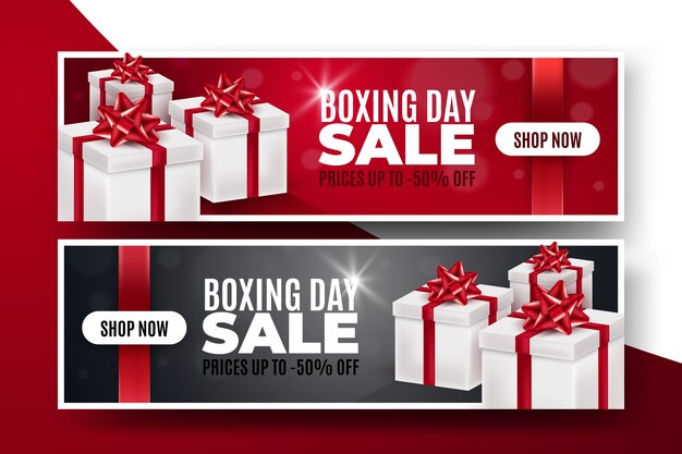 Modelo de banners de venda realista dia de boxe