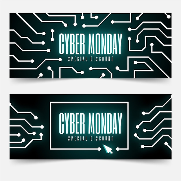 Vetor grátis modelo de banners do cyber segunda-feira com efeito de falha