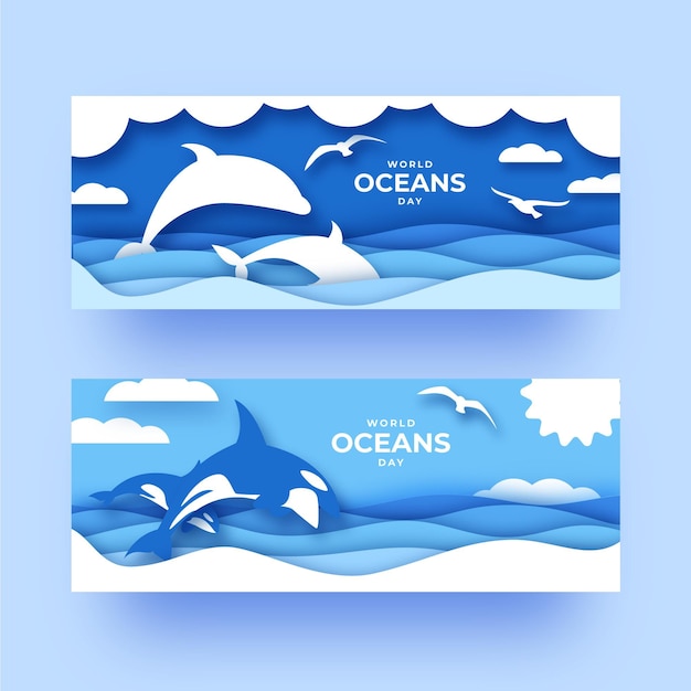 Modelo de banners do dia mundial dos oceanos