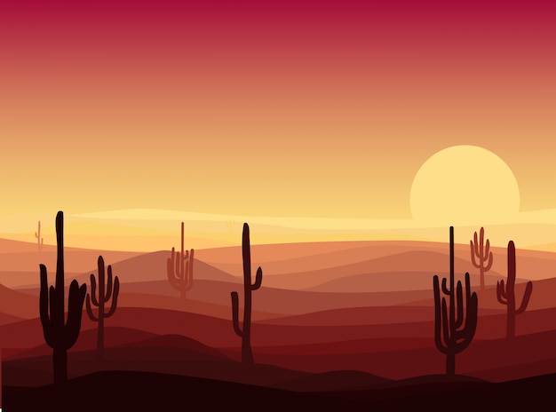 Vetor grátis modelo de bela paisagem de deserto