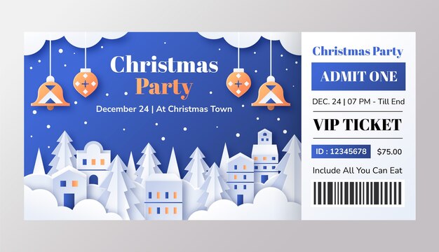Modelo de bilhete de festa de natal estilo papel