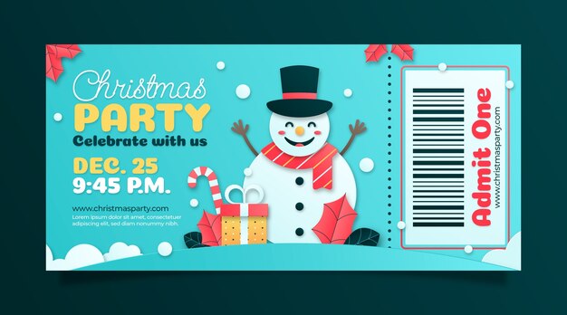 Modelo de bilhete de natal de estilo de papel