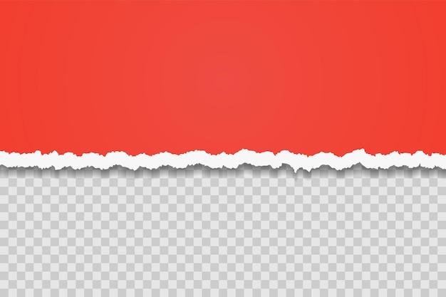 Modelo de borda de papel rasgado vermelho Tiras horizontais rasgadas com sombras Vetor de design de textura de borda