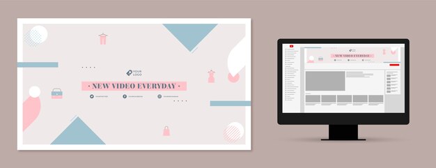 Modelo de boutique minimalista de design plano arte do canal do youtube