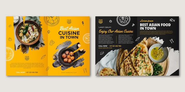 Vetor grátis modelo de brochura de comida asiática desenhada à mão