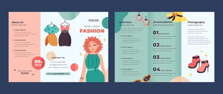 Vetor grátis modelo de brochura de tendências de moda desenhadas à mão
