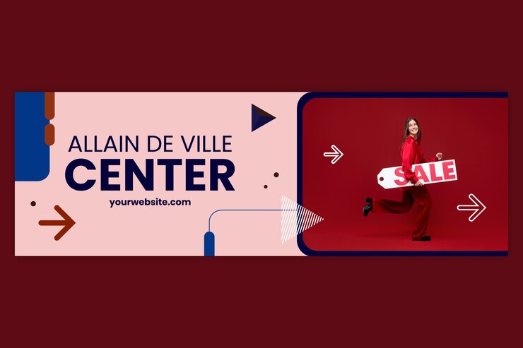 Vetor grátis modelo de cabeçalho de twitter de compras de design plano