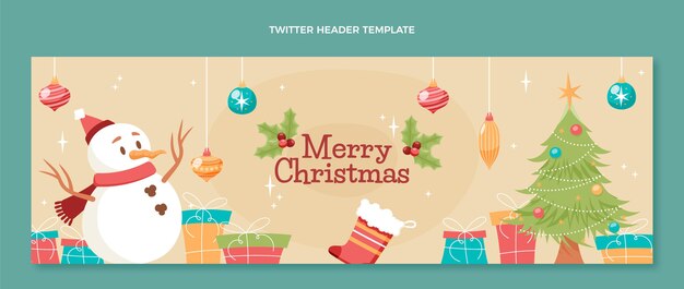Modelo de cabeçalho de twitter plana de natal