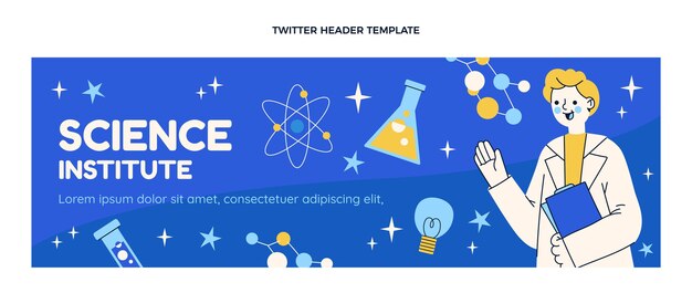Modelo de cabeçalho do Twitter de ciência de design plano